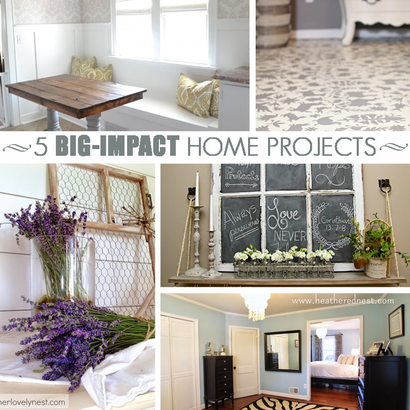 5 Big Impact DIY Projects: board and batten, plank wall, painted floors, and more... See these amazing DIY tutorials for projects that will transform your home!
