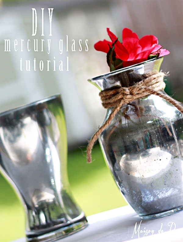 mercury glass vase sign- Maison de Pax