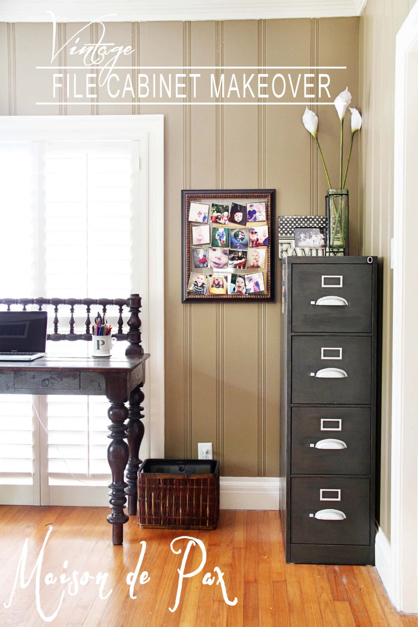 give an old, beat-up file cabinet a rich, vintage patina