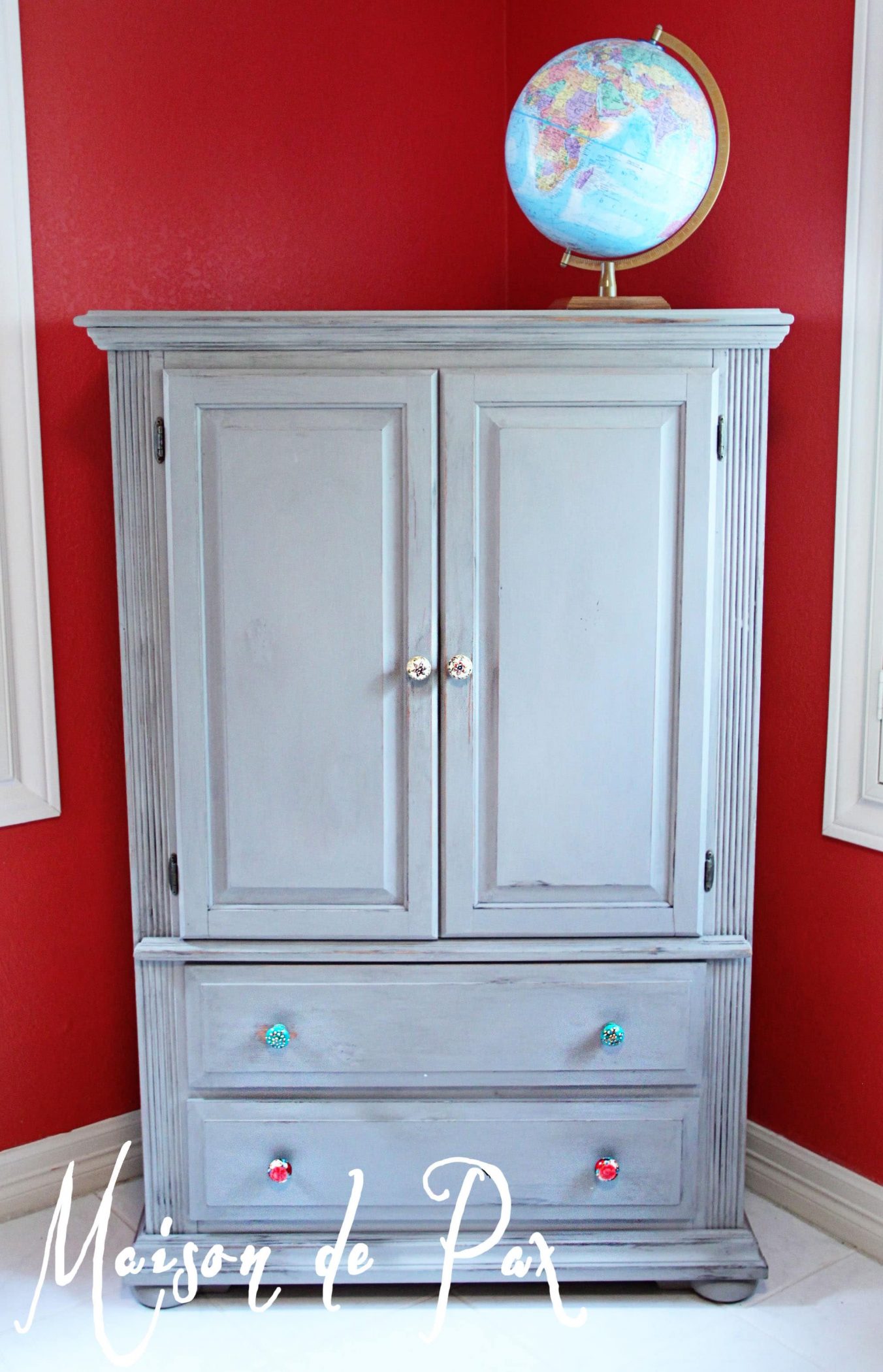 Gray Toy-Storage Armoire Makeover