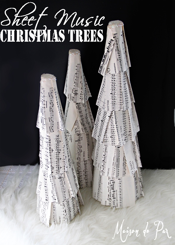 diy sheet music christmas trees-  Maison de Pax
