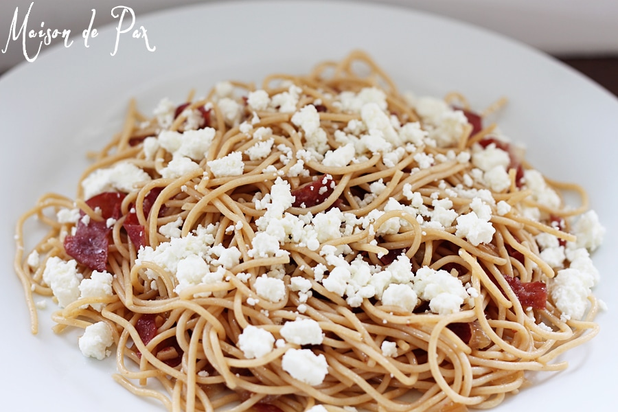 Delicious and oh-so-quick-and-easy, this sweet and smoky goat cheese pasta should be in every cook's repertoire!