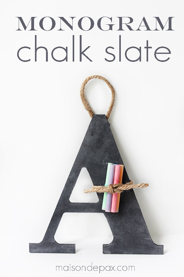 DIY party gift favor monogram chalk slate- Maison de Pax