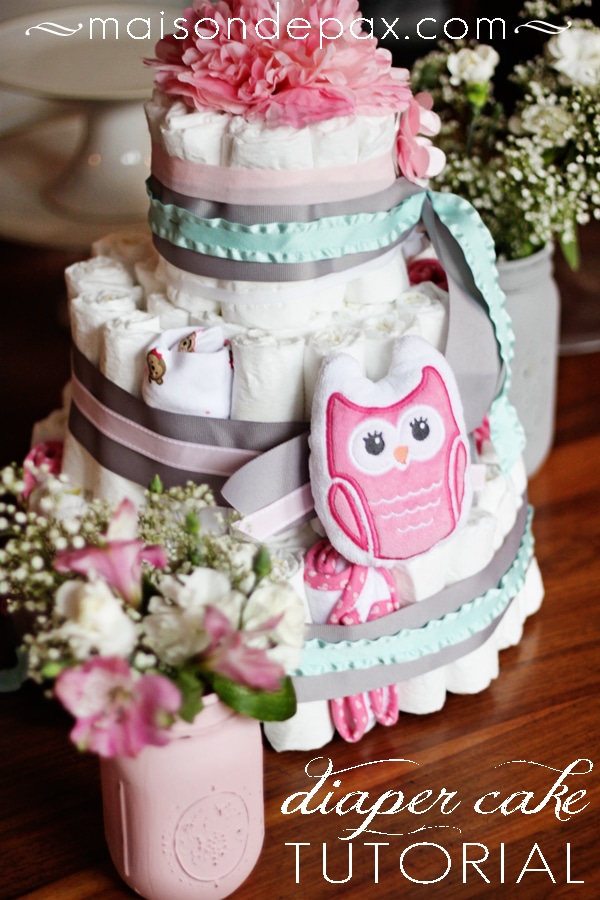 An easy-to-follow tutorial at maisondepax.com to create your own diaper cake; you couldn't have a more beautiful and practical gift for a mother-to-be!