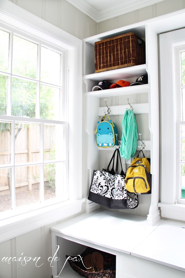 Who couldn't use more beautiful and functional storage?  Don't miss this DIY mud room unit in the laundry room at maisondepax.com