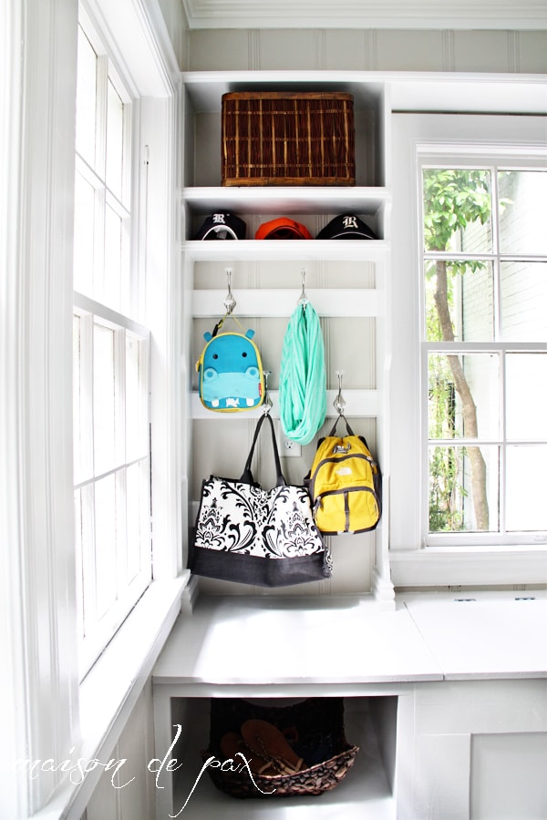 Who couldn't use more beautiful and functional storage?  Don't miss this DIY mud room unit in the laundry room at maisondepax.com