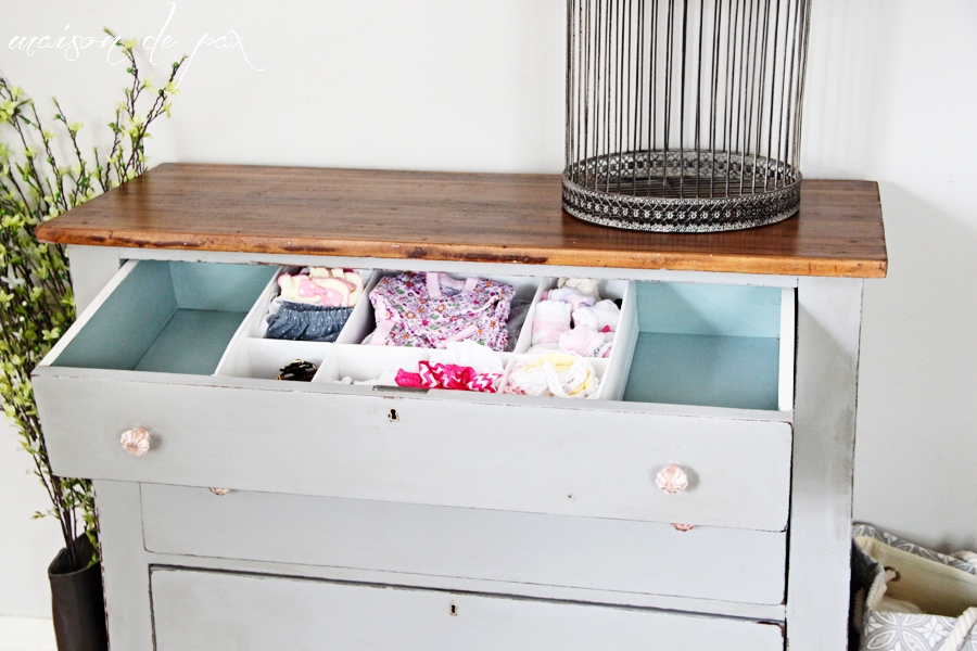 gorgeous chalk paint gray farmhouse dresser with painted drawers at maisondepax.com