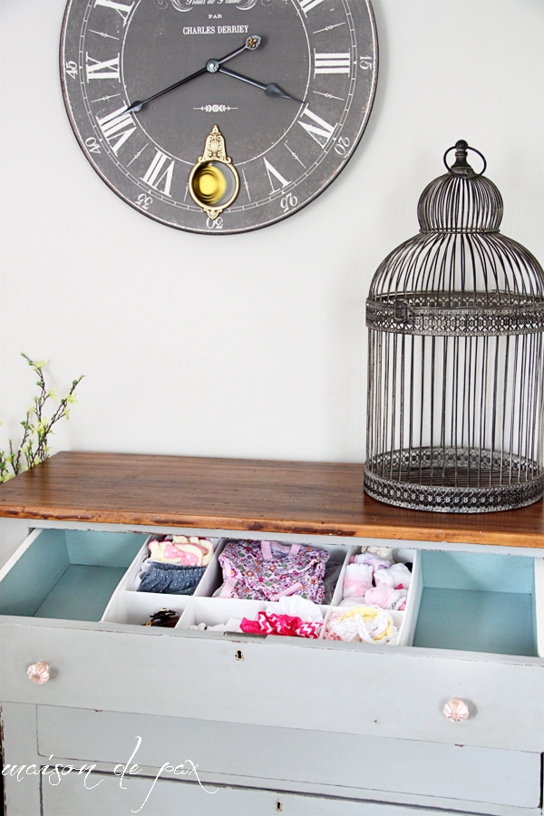 gorgeous chalk paint gray farmhouse dresser with painted drawers at maisondepax.com