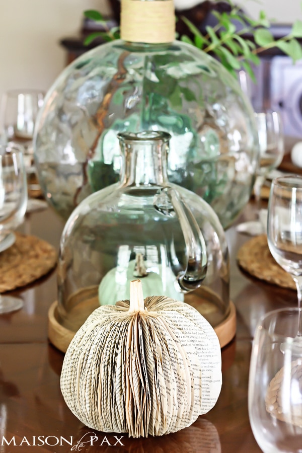 gorgeous neutral fall centerpieces at maisondepax.com #fall #decor #centerpiece #tablescape #dining