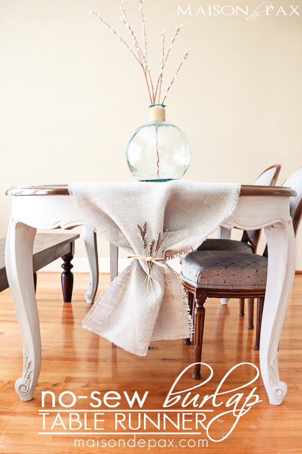 Diy No Sew Burlap Table Runner, Dining Tables With Burlap Runners