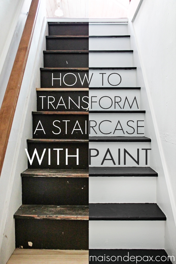 Step by step instructions on how to paint stairs - amazing transformation! maisondepax.com #diy #tutorial