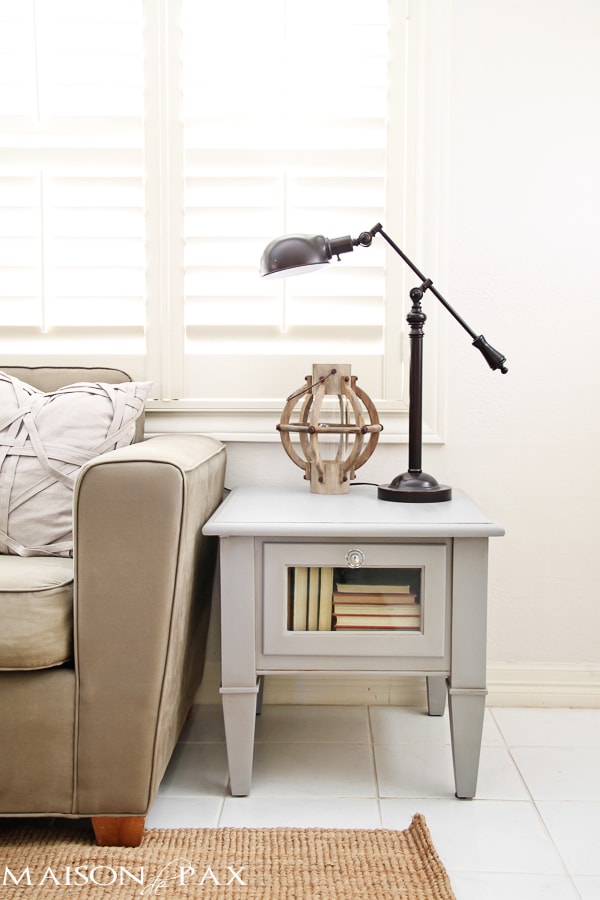Gorgeous, simple gray chalk paint coffee and side table makeover - Maison de Pax