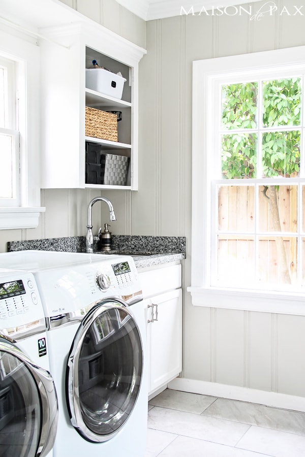 Laundry room decorated for spring- Maison de Pax