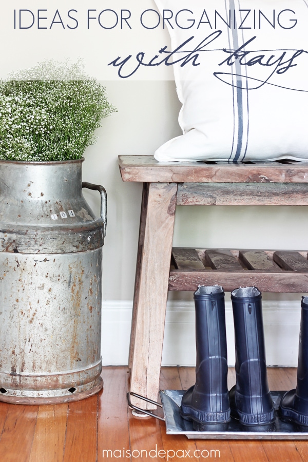 cute and functional ideas for organizing a foyer with galvanized trays | maisondepax.com