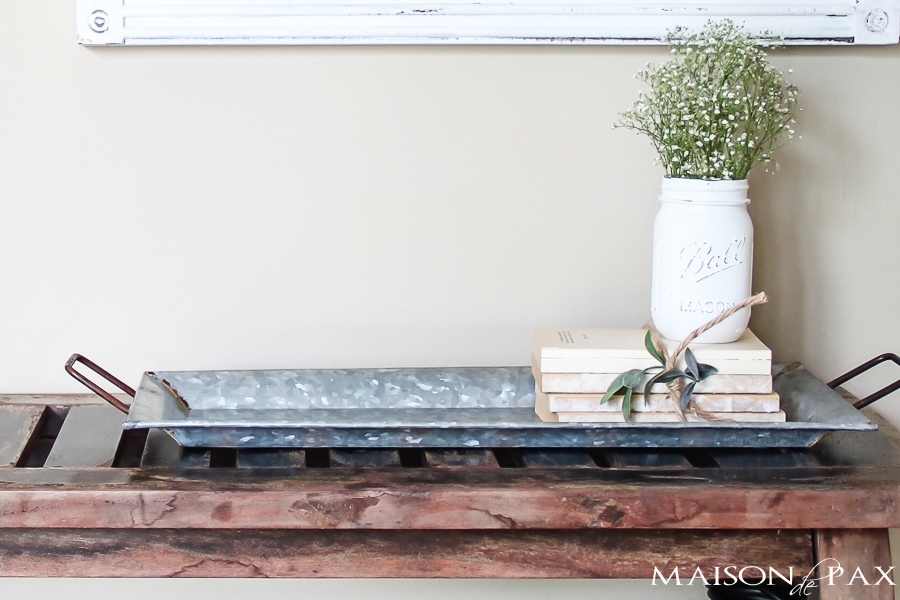 cute and functional ideas for organizing a foyer with galvanized trays | maisondepax.com