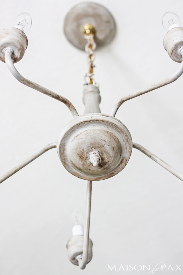 transform an outdated brass chandelier with chalk paint | maisondepax.com