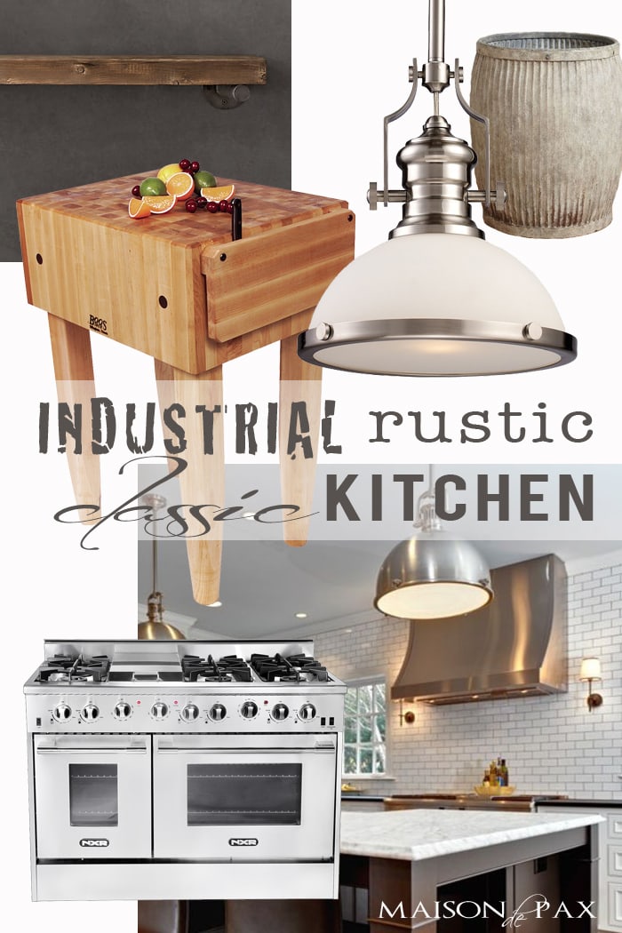 Gorgeous industrial rustic classic kitchen inspiration with whites, woods, and mixed metals | maisondepax.com
