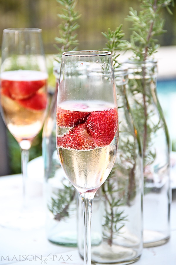 A delicious and super simple strawberry champagne cocktail - perfect for celebrating any occasion | maisondepax.com