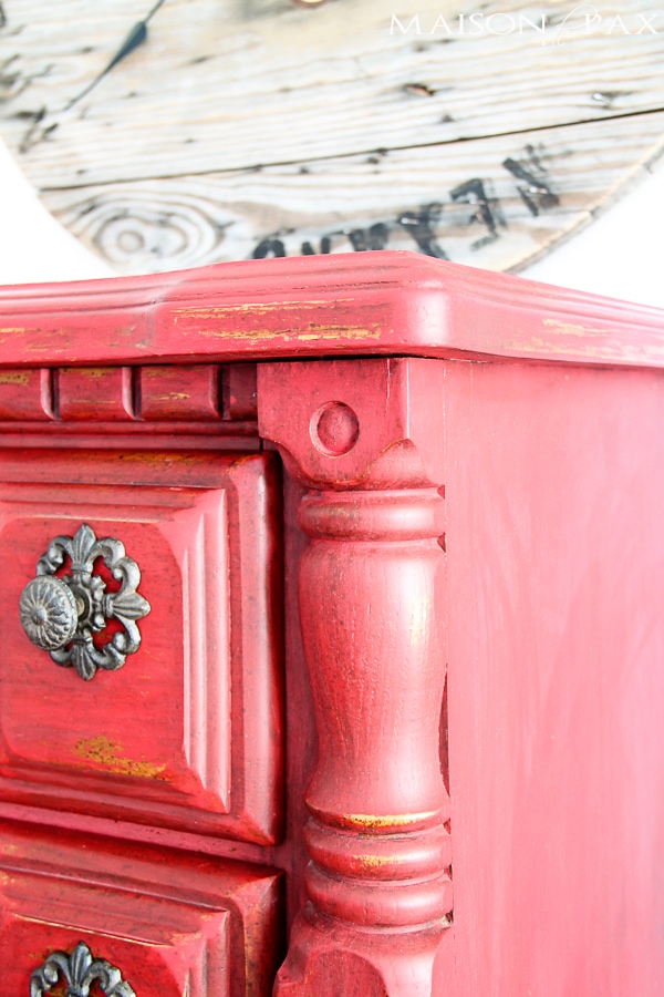 gorgeous vintage dresser refinished in a distressed, rustic red milk paint | maisondepax.com
