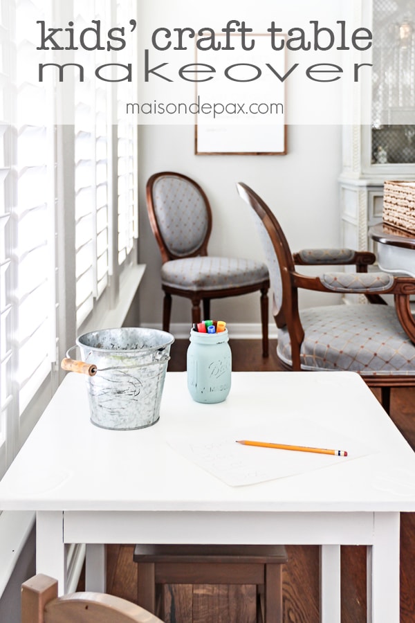 Kid craft table makeover: perfectly kid sized but stylish enough for the dining room; painted in Behr Ivory Keys | maisondepax.com
