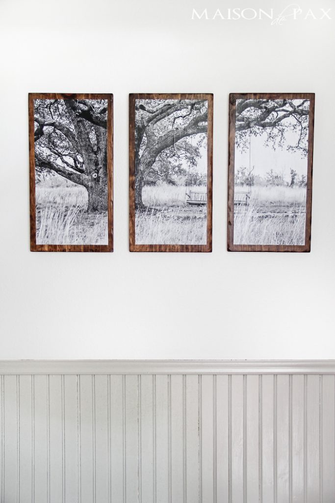 I love this wall art! Split photo black and white mounted on wood. DIY Triptych | maisondepax.com
