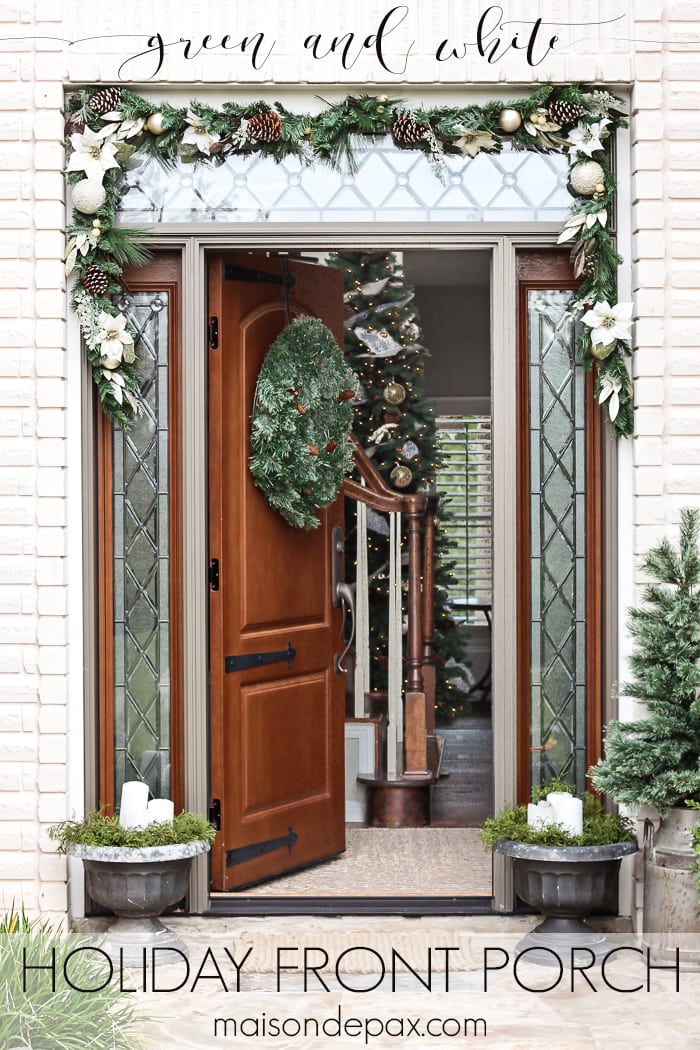 Green and White Holiday Front Porch