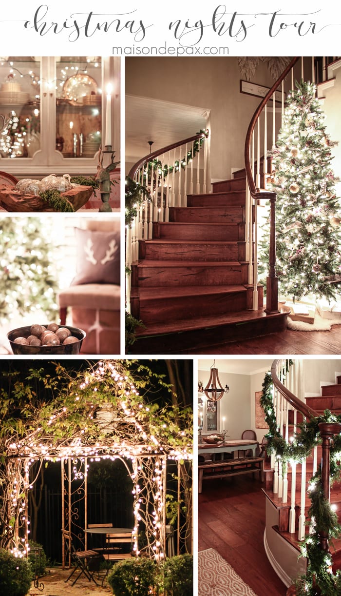 What a beautiful home! Holiday eye candy: a lovely home full of twinkling Christmas lights and beautiful nighttime pictures | maisondepax.com