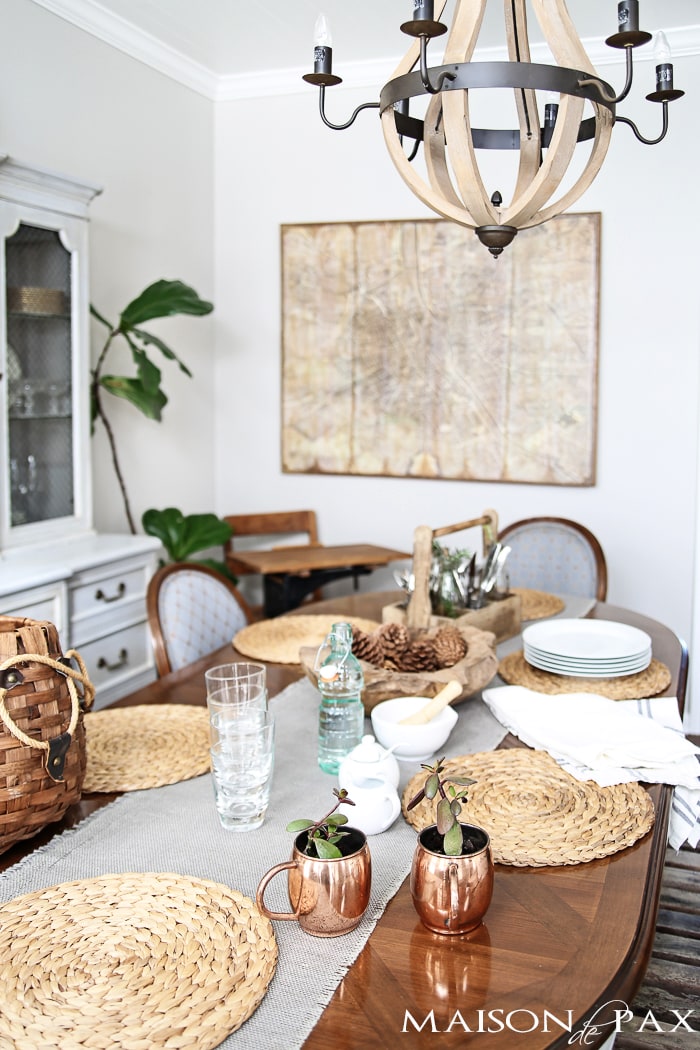 gorgeous formal yet casual dining space with a giant vintage map for wall art | maisondepax.com