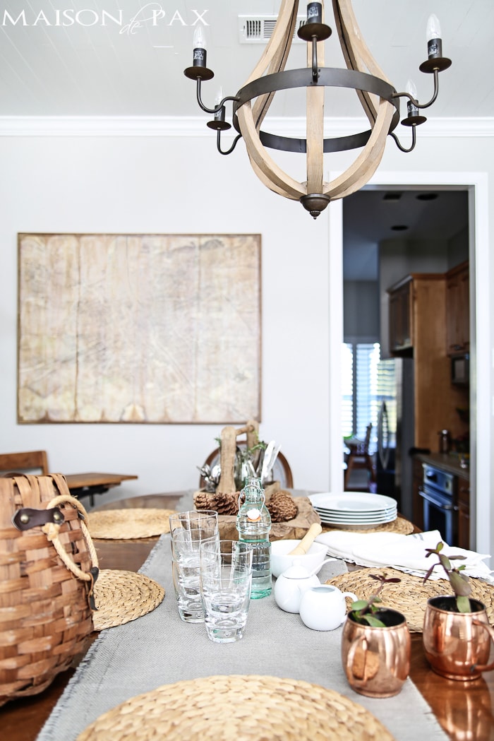 gorgeous formal yet casual dining space with a giant vintage map for wall art | maisondepax.com