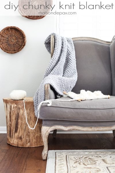 Gorgeous diy chunky knit blanket in a soft gray wool | maisondepax.com