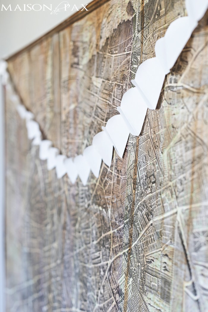 white paper heart chain - such a simple, classic, elegant decoration for Valentine's Day