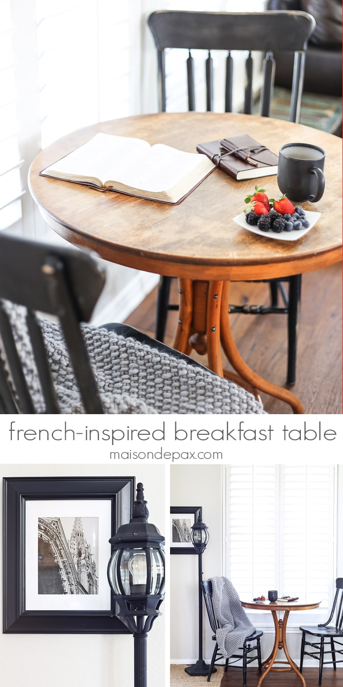 a darling little breakfast bistro table with Parisian touches | maisondepax.com