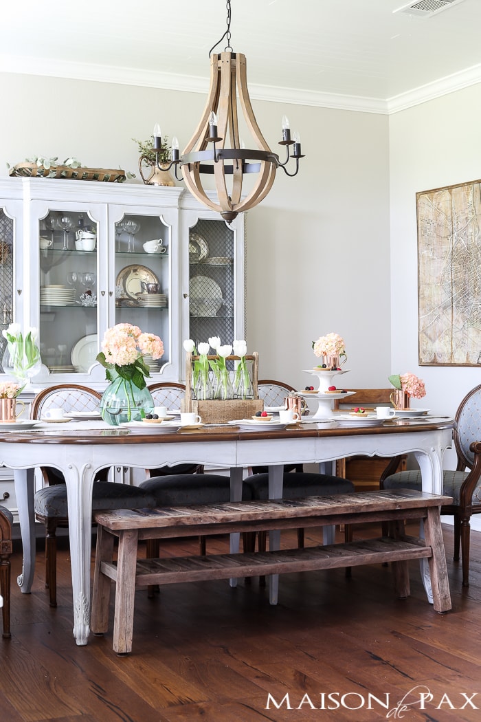 beautiful French country dining room with a lovely, fresh table setting | maisondepax.com