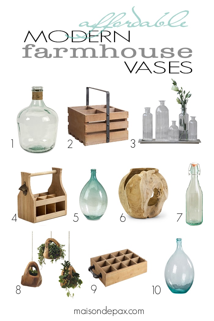 Affordable modern farmhouse vases available online. Half are less than $40!