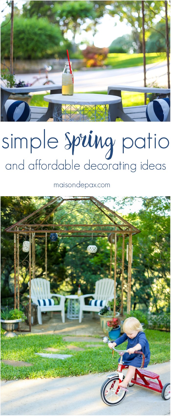 Patio decorated simply for spring - cute ideas and tips on where to find affordable outdoor decor | maisondepax.com