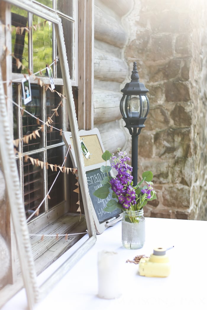 polaroid station instead of a wedding guest book: rustic wedding decorations | creative decorating ideas for a rustic chic wedding or rehearsal