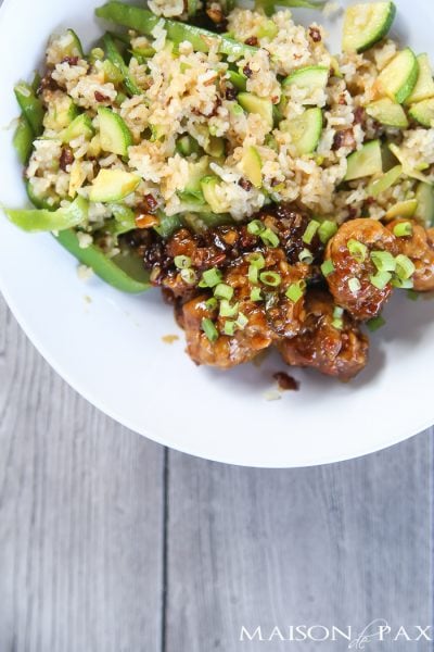 Reclaiming Family Meal Time: incredible soy glazed meatballs and veggie fried rice