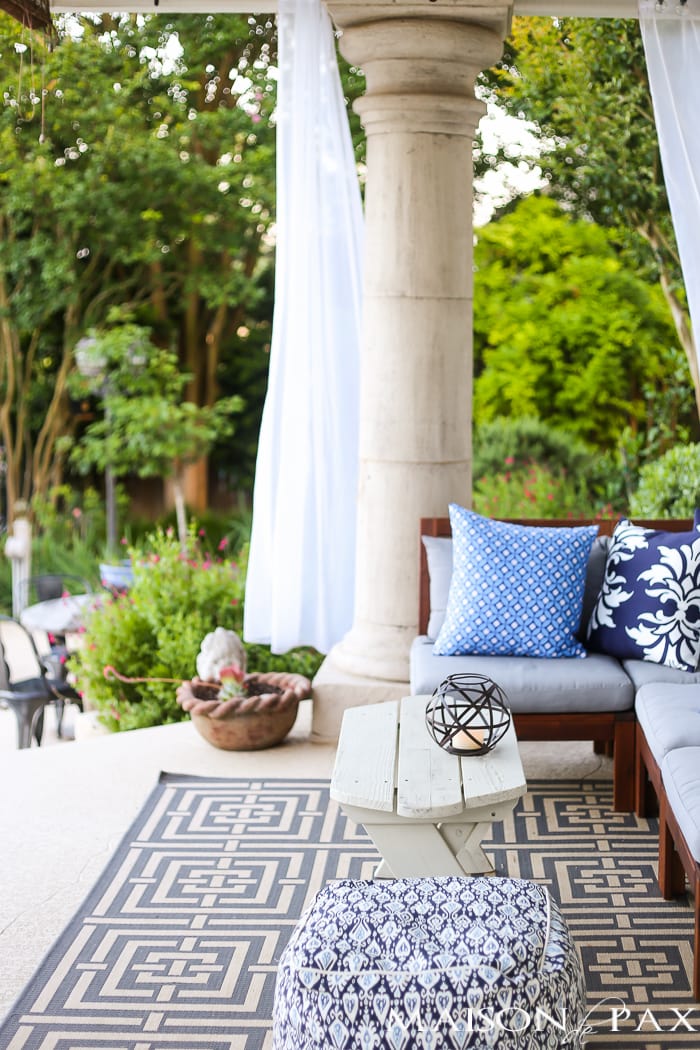 Outdoor Decorating Tips: try affordable outdoor curtains to make a porch or patio feel instantly more like an extension of your interior