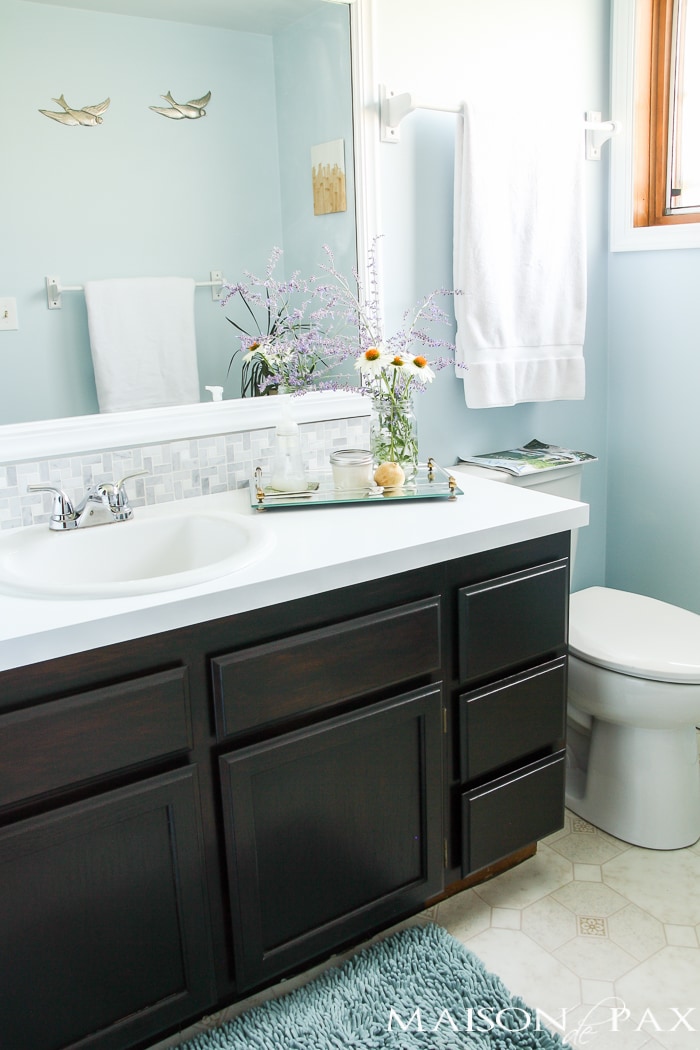 Diy Gel Stain Cabinets No Heavy Sanding Or Stripping Maison De Pax - Refinishing Bathroom Vanity Gel Stain