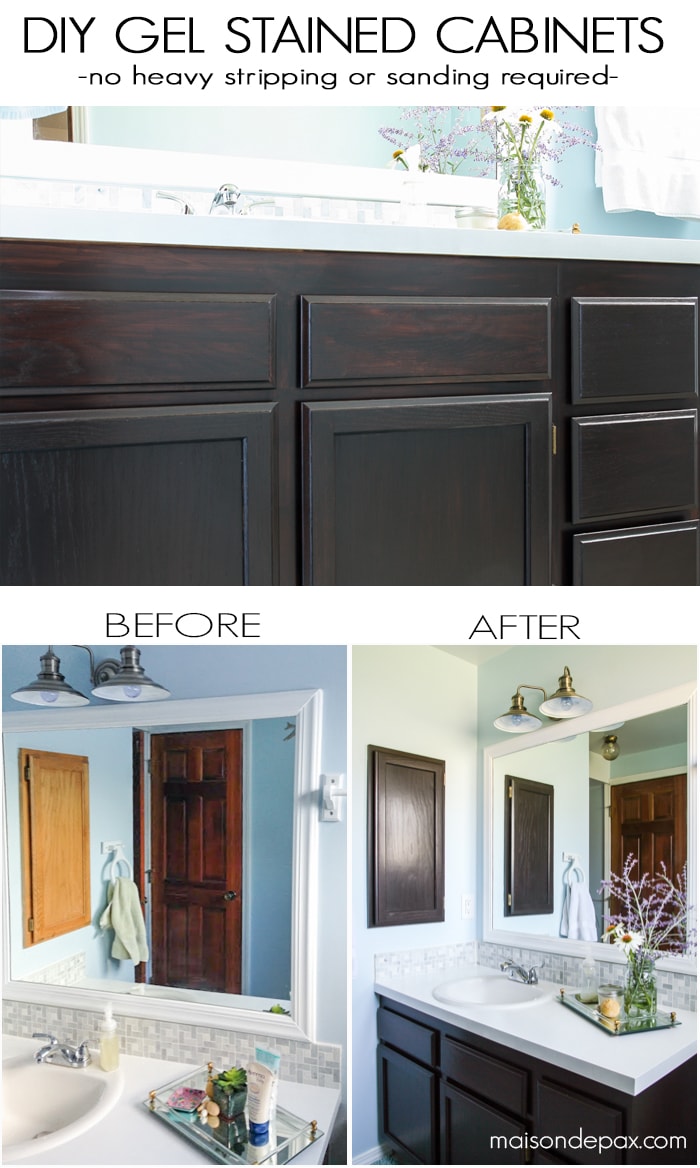 Diy Gel Stain Cabinets No Heavy, How To Stain Cabinets Darker Without Sanding
