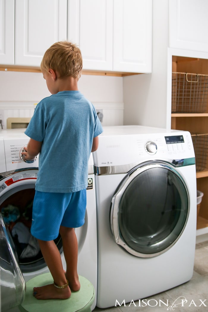 laundry time saving tip: teach your kids to do their own! Simple tips to teach young children to do their own laundry...