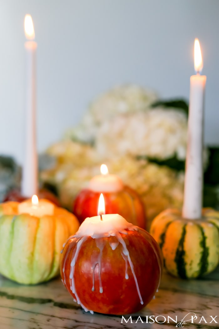 How to Make Mini Pumpkin and Apple Candles