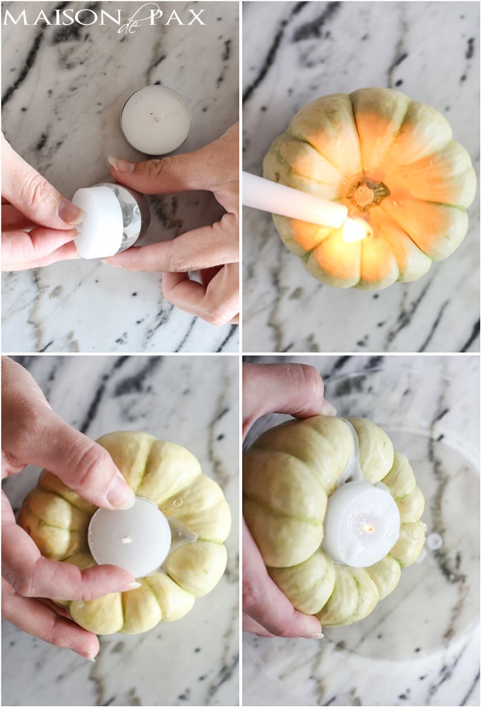 pumpkin candle tutorial with tea lights- Maison de Pax
