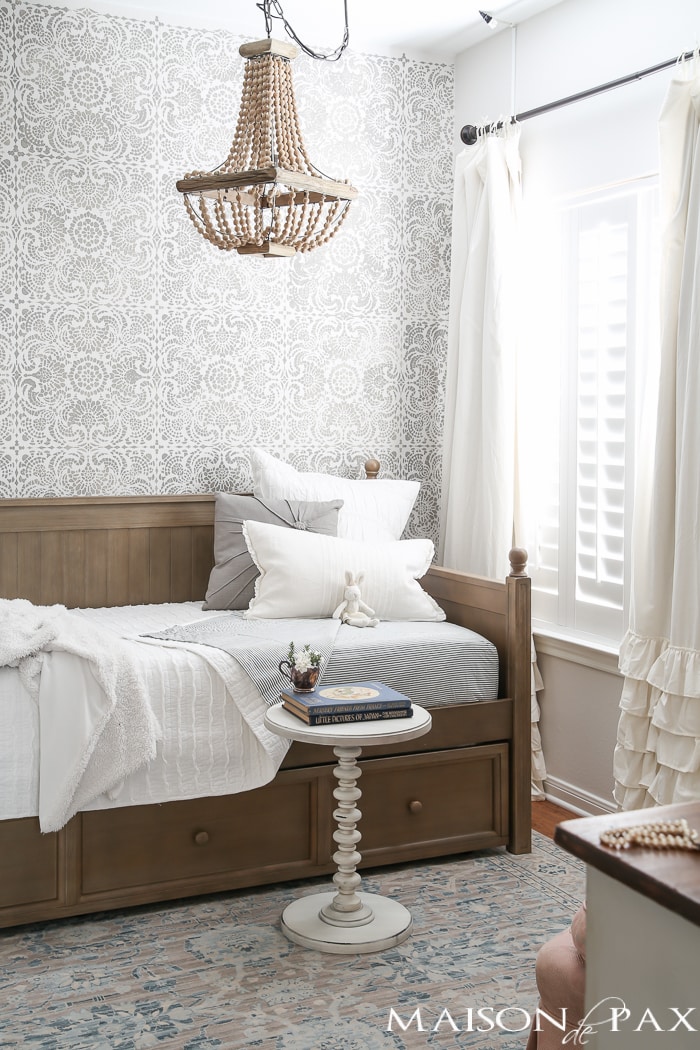 Rustic, Feminine, Neutral Little Girl Room with Daybed