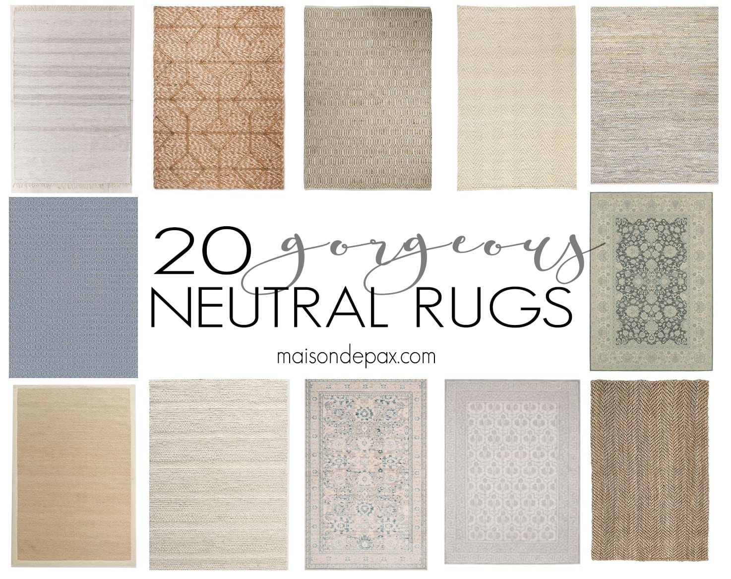 20 gorgeous neutral rugs! From traditional to modern, these neutral rugs are a great complement to any space. Bring in texture and beauty with one of these great finds.