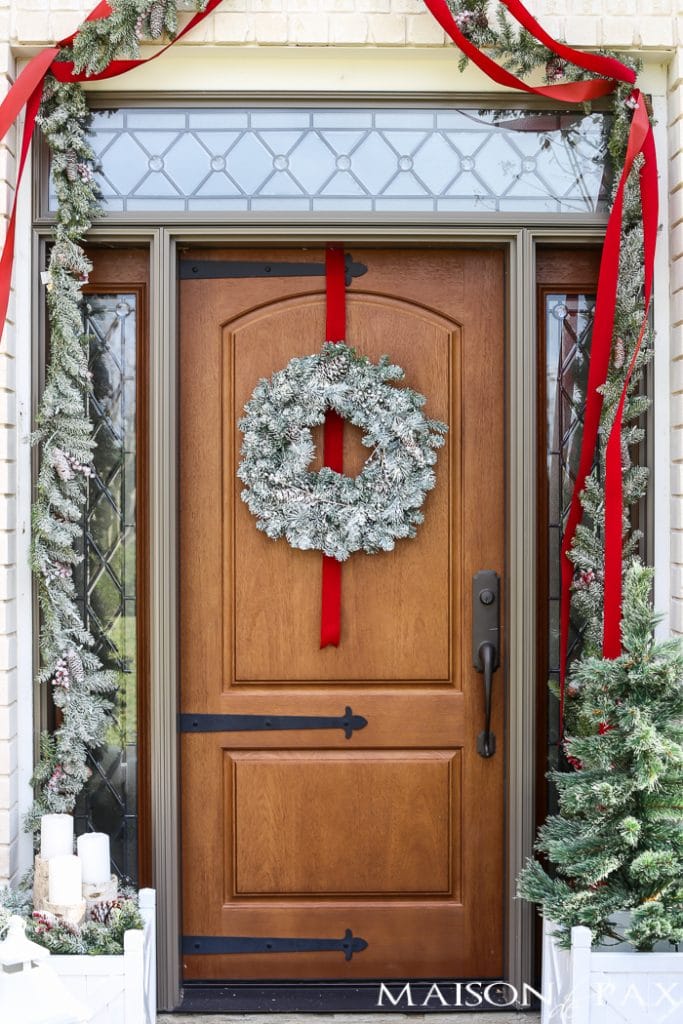 Traditional Green and Red Front Porch for Christmas - Maison de Pax