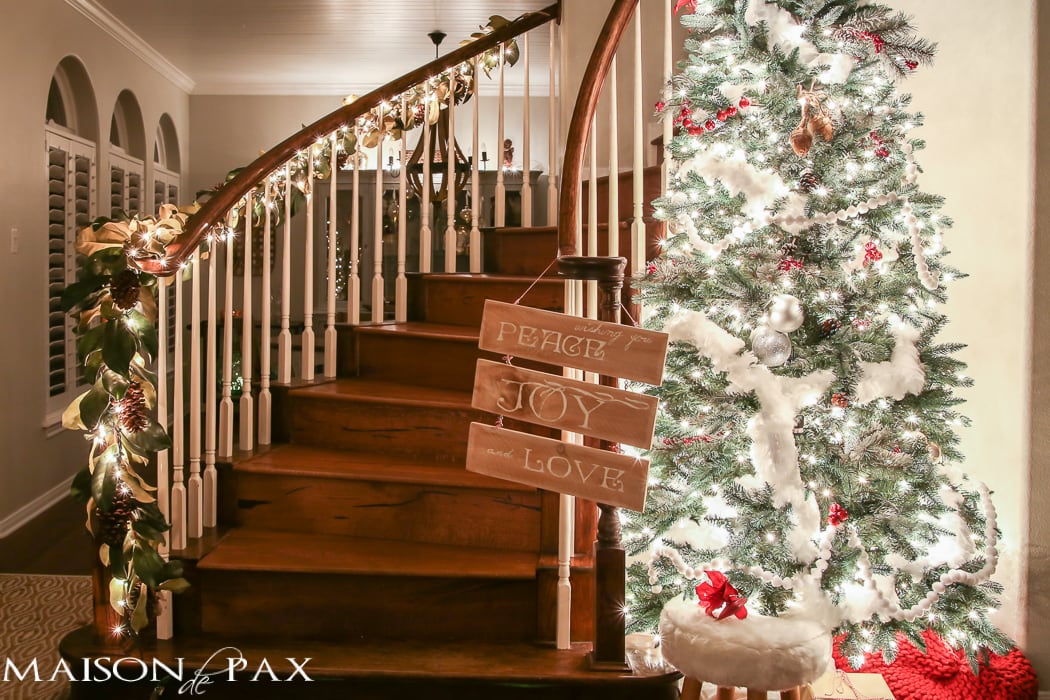 Christmas stairs and entry- Maison de Pax