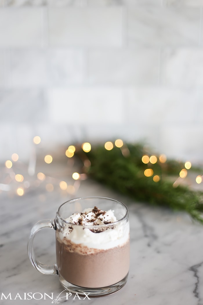 Delicious and SO EASY decadent hot chocolate: just a few minutes on the stovetop and you've got wonderfully creamy drinking chocolate to enjoy.