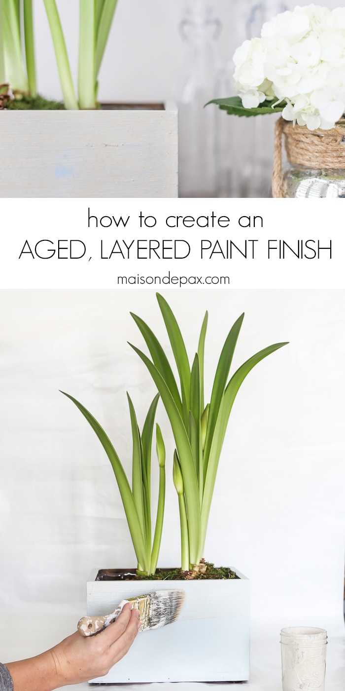 Step by step tutorial to help you achieve an authentic looking aged, layered paint finish. Using a combination of chalk based paint and milk paint, this textured, antique look is simply beautiful!