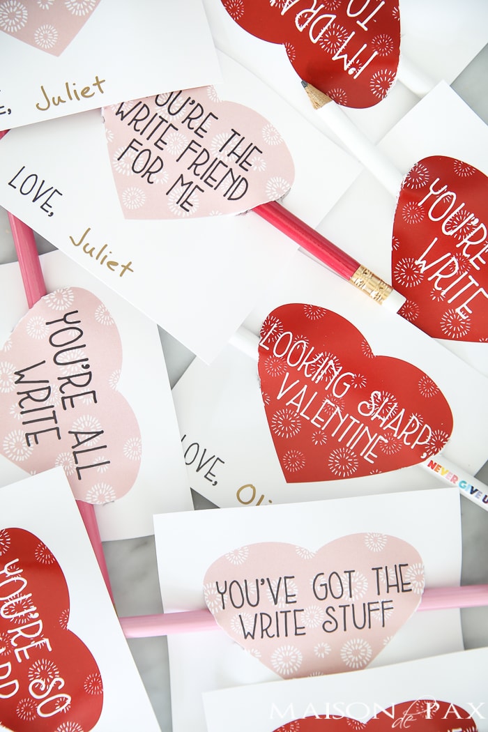 Pencil Sayings: Free Printable Valentines for Kids